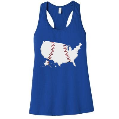 US Map American Baseball Women's Racerback Tank