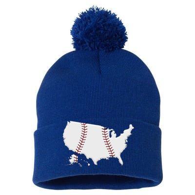 US Map American Baseball Pom Pom 12in Knit Beanie