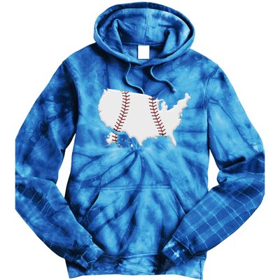 US Map American Baseball Tie Dye Hoodie