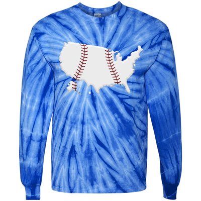 US Map American Baseball Tie-Dye Long Sleeve Shirt