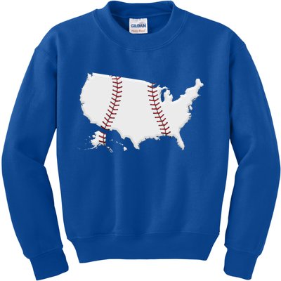 US Map American Baseball Kids Sweatshirt