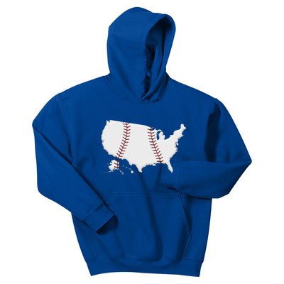 US Map American Baseball Kids Hoodie