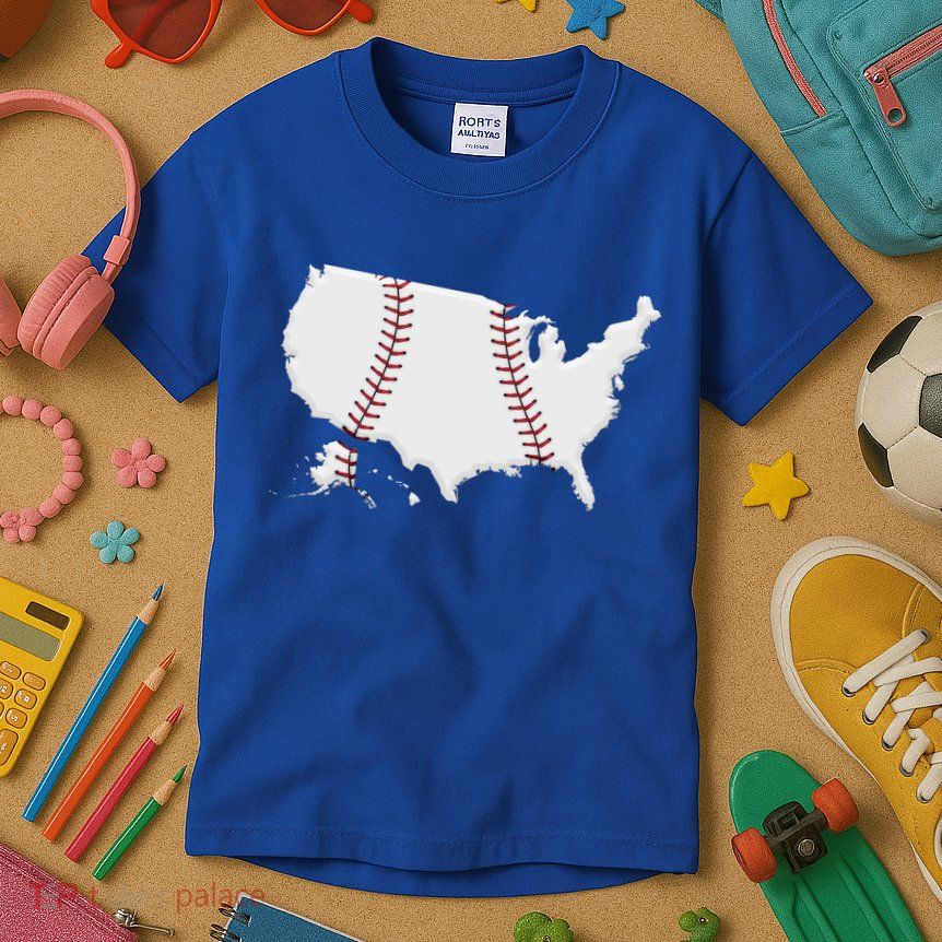 US Map American Baseball Kids T-Shirt