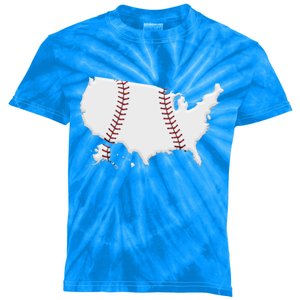 US Map American Baseball Kids Tie-Dye T-Shirt