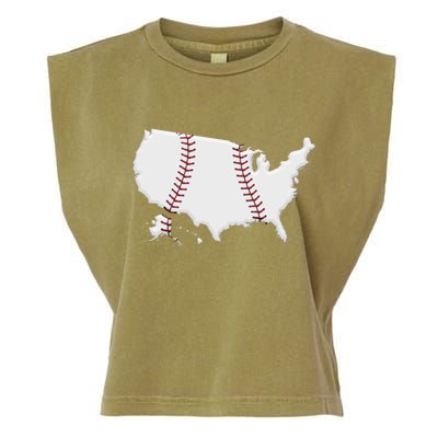 US Map American Baseball Garment-Dyed Women's Muscle Tee