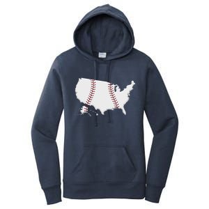 US Map American Baseball Women's Pullover Hoodie