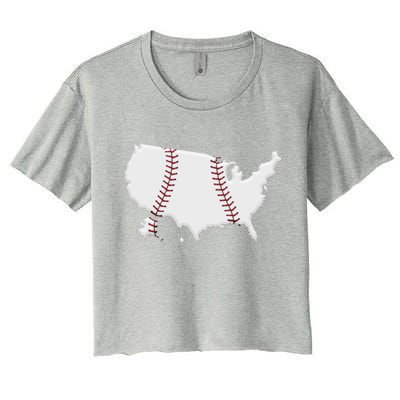 US Map American Baseball Women's Crop Top Tee