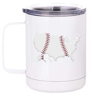 US Map American Baseball 12 oz Stainless Steel Tumbler Cup