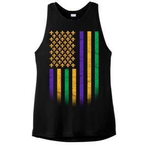 US Mardi Gras Flag Celebration Ladies PosiCharge Tri-Blend Wicking Tank