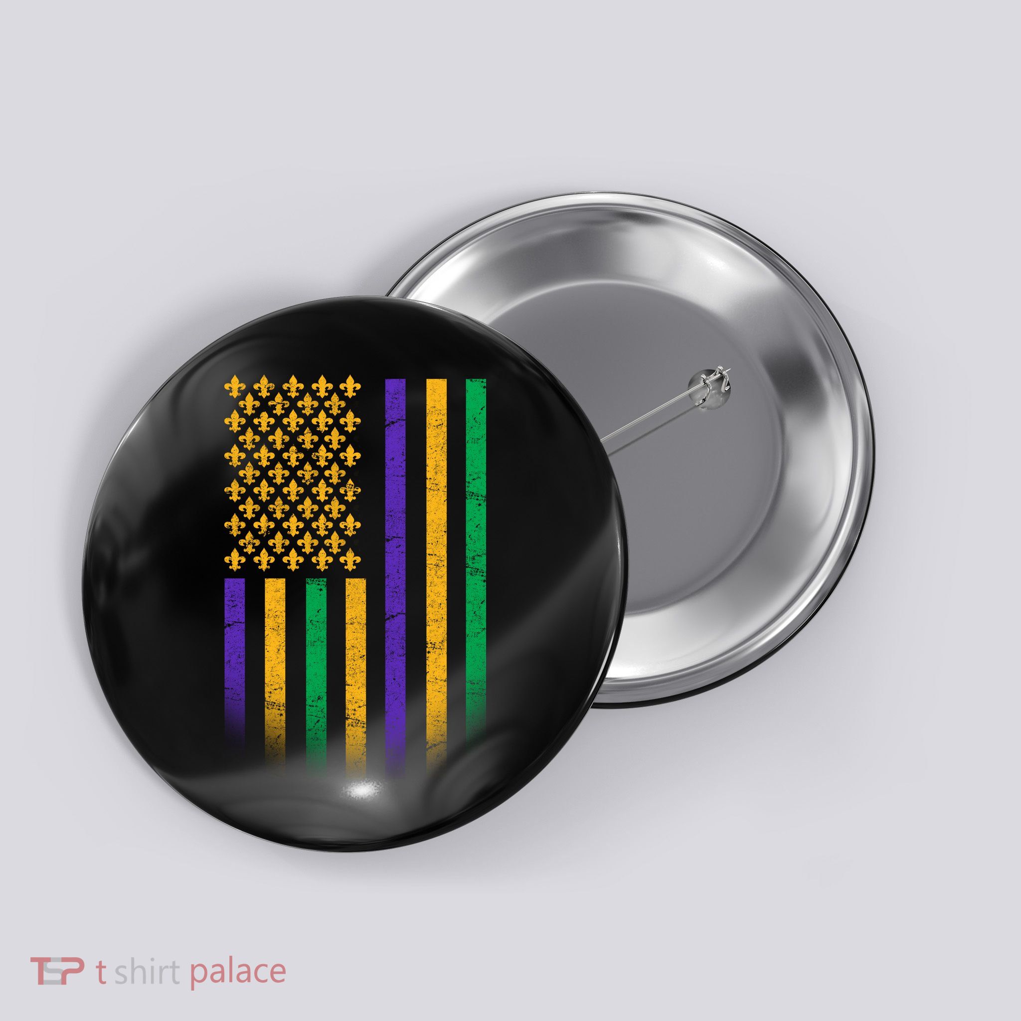 US Mardi Gras Flag Celebration Button