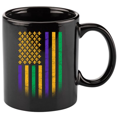 US Mardi Gras Flag Celebration 11oz C Handle Ceramic Mug