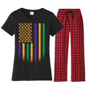 US Mardi Gras Flag Celebration Women's Flannel Pajama Set