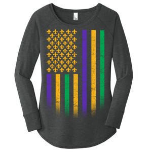 US Mardi Gras Flag Celebration Women's Perfect Tri Tunic Long Sleeve Shirt