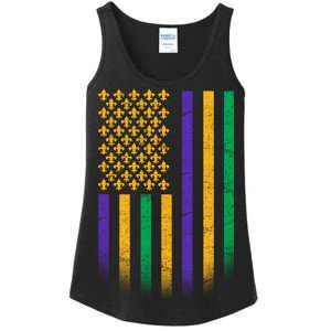 US Mardi Gras Flag Celebration Ladies Essential Tank