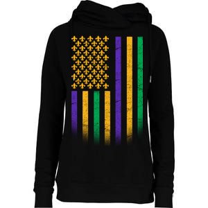 US Mardi Gras Flag Celebration Womens Funnel Neck Pullover Hood