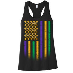 US Mardi Gras Flag Celebration Women's Racerback Tank