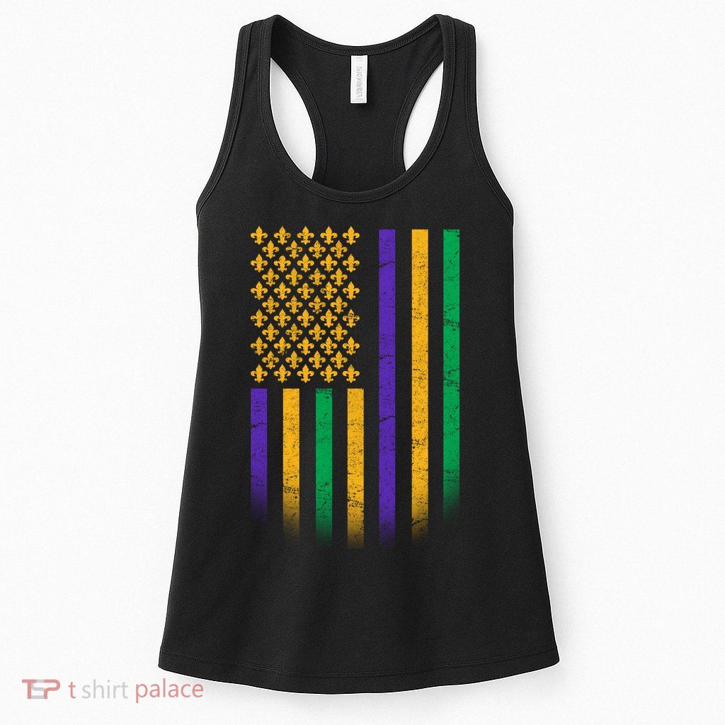 US Mardi Gras Flag Celebration Womens Tank Top