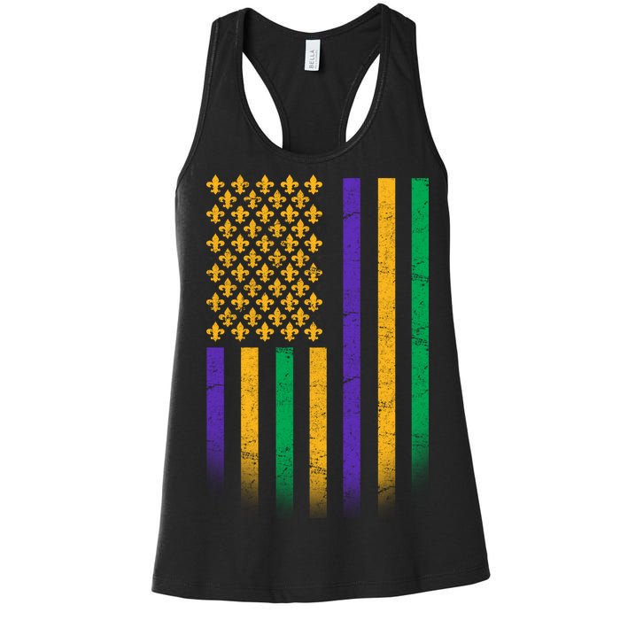 US Mardi Gras Flag Celebration Women's Racerback Tank