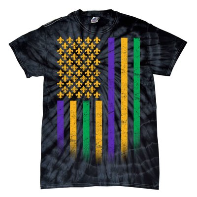 US Mardi Gras Flag Celebration Tie-Dye T-Shirt