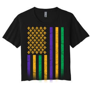 US Mardi Gras Flag Celebration Women's Crop Top Tee