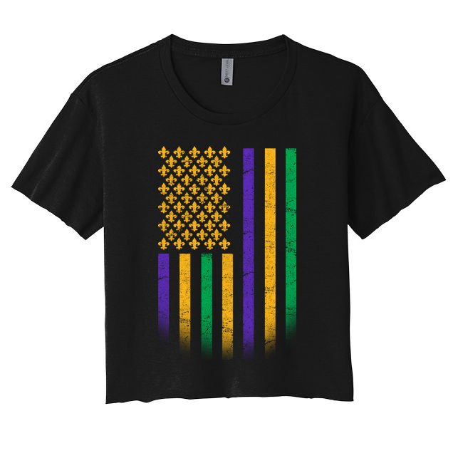 US Mardi Gras Flag Celebration Crop Top