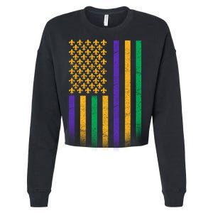 US Mardi Gras Flag Celebration Cropped Pullover Crew