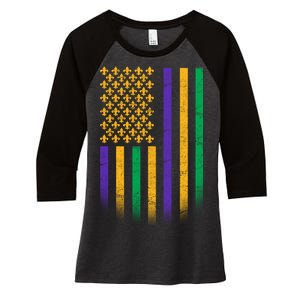 US Mardi Gras Flag Celebration Women's Tri-Blend 3/4-Sleeve Raglan Shirt