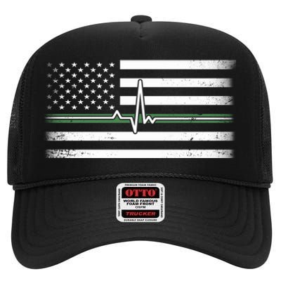 US Military Thin Line Flag High Crown Mesh Back Trucker Hat