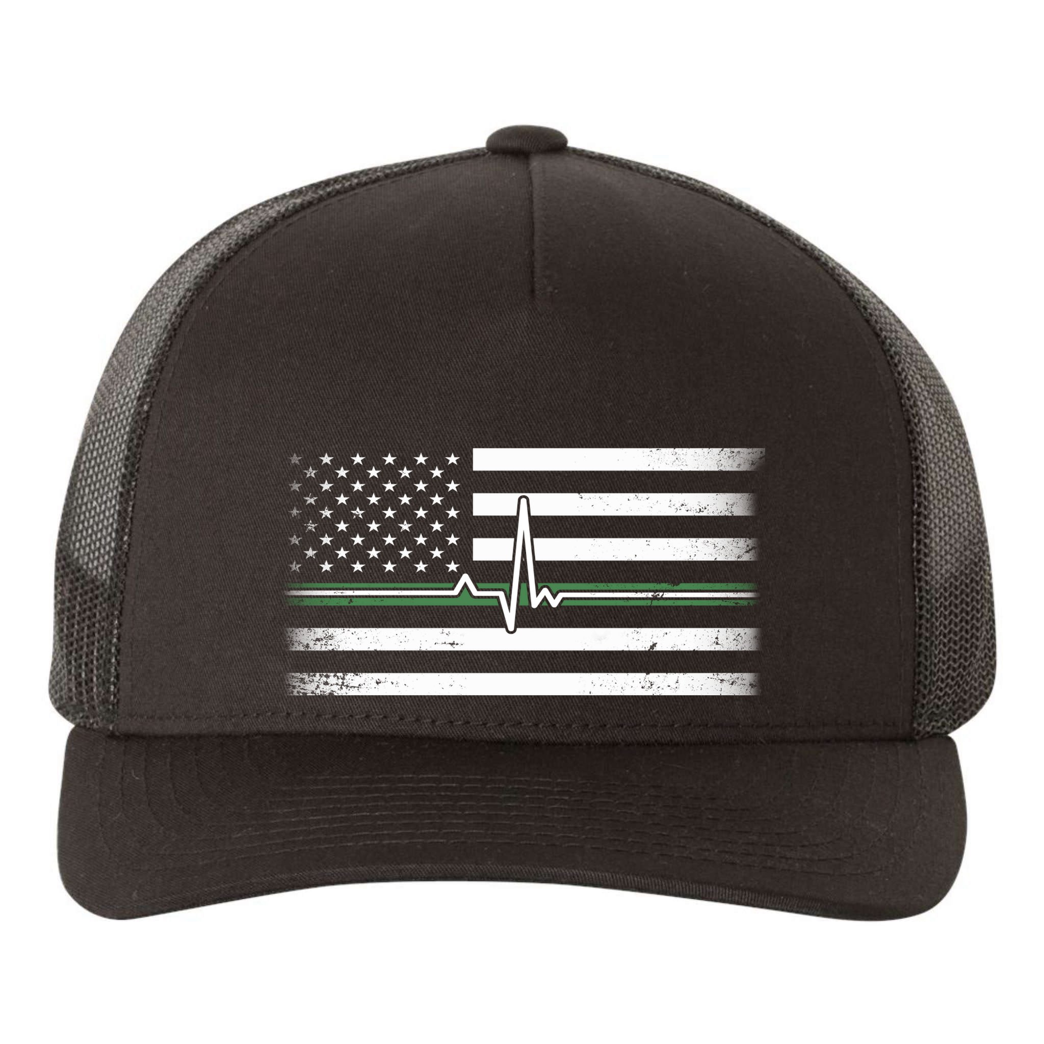 US Military Thin Line Flag Yupoong Adult 5-Panel Trucker Hat