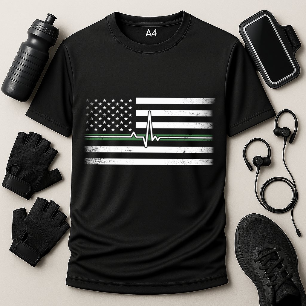 US Military Thin Line Flag Performance Shirt