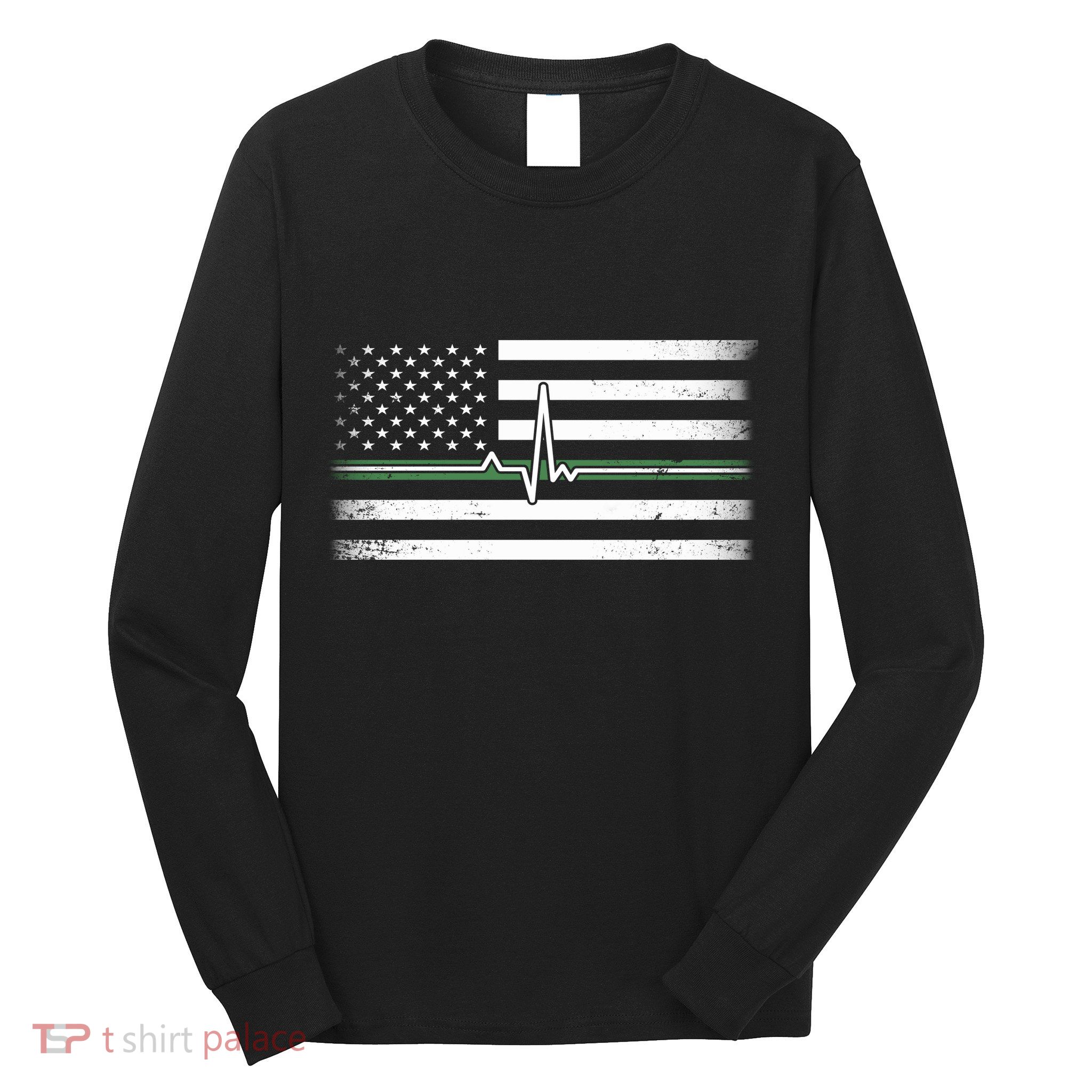 US Military Thin Line Flag Long Sleeve Shirt