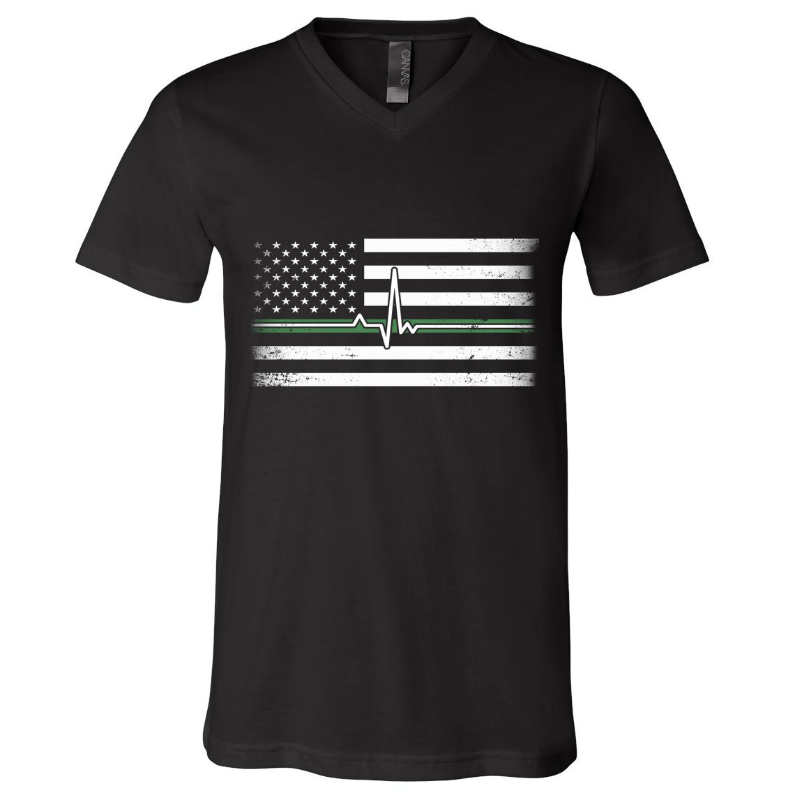 US Military Thin Line Flag V-Neck T-Shirt