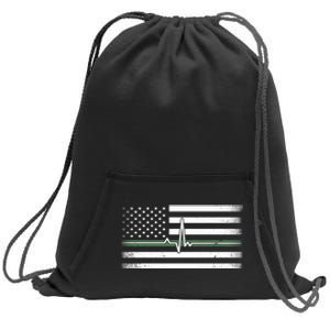 US Military Thin Line Flag Sweatshirt Cinch Pack Bag