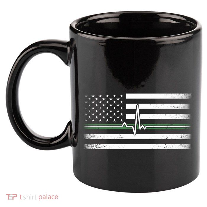 US Military Thin Line Flag 11oz C Handle Ceramic Mug