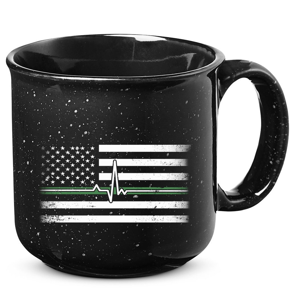 US Military Thin Line Flag 15oz Campfire Ceramic Mug