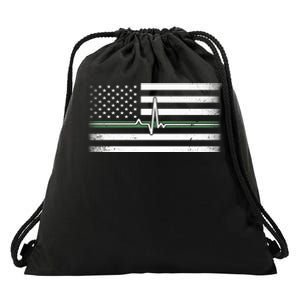 US Military Thin Line Flag Drawstring Bag