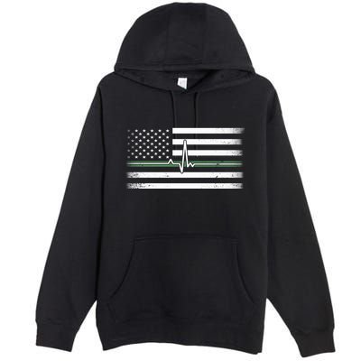 US Military Thin Line Flag Premium Pullover Hoodie
