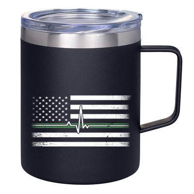 US Military Thin Line Flag 12oz Stainless Steel Coffee Mug