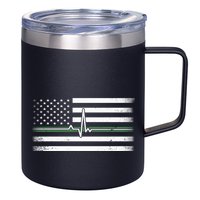 US Military Thin Line Flag 12oz Stainless Steel Coffee Mug