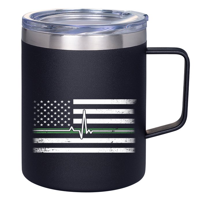US Military Thin Line Flag 12oz Stainless Steel Coffee Mug