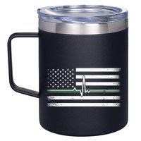 US Military Thin Line Flag 12oz Stainless Steel Coffee Mug