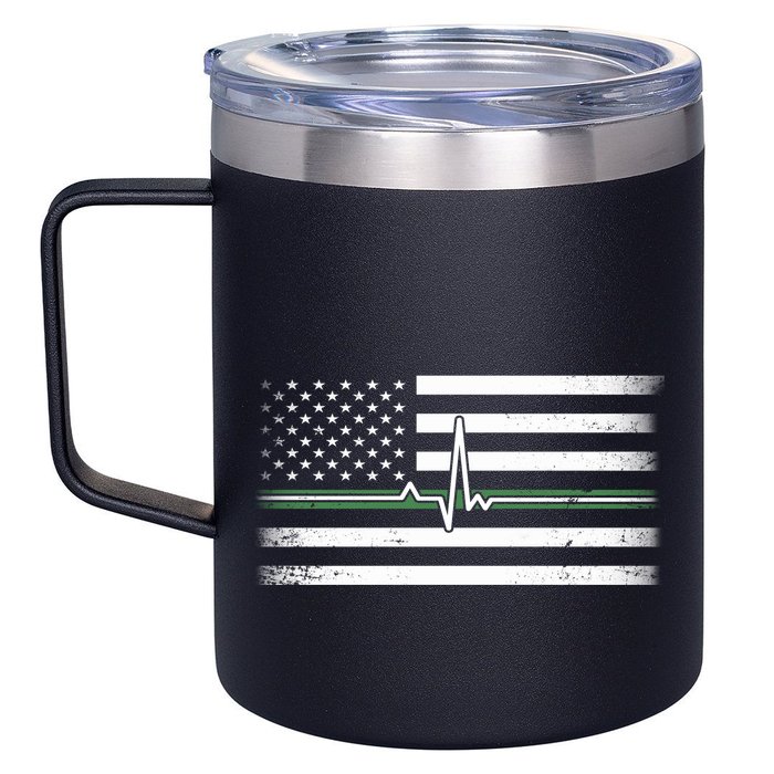 US Military Thin Line Flag 12oz Stainless Steel Coffee Mug