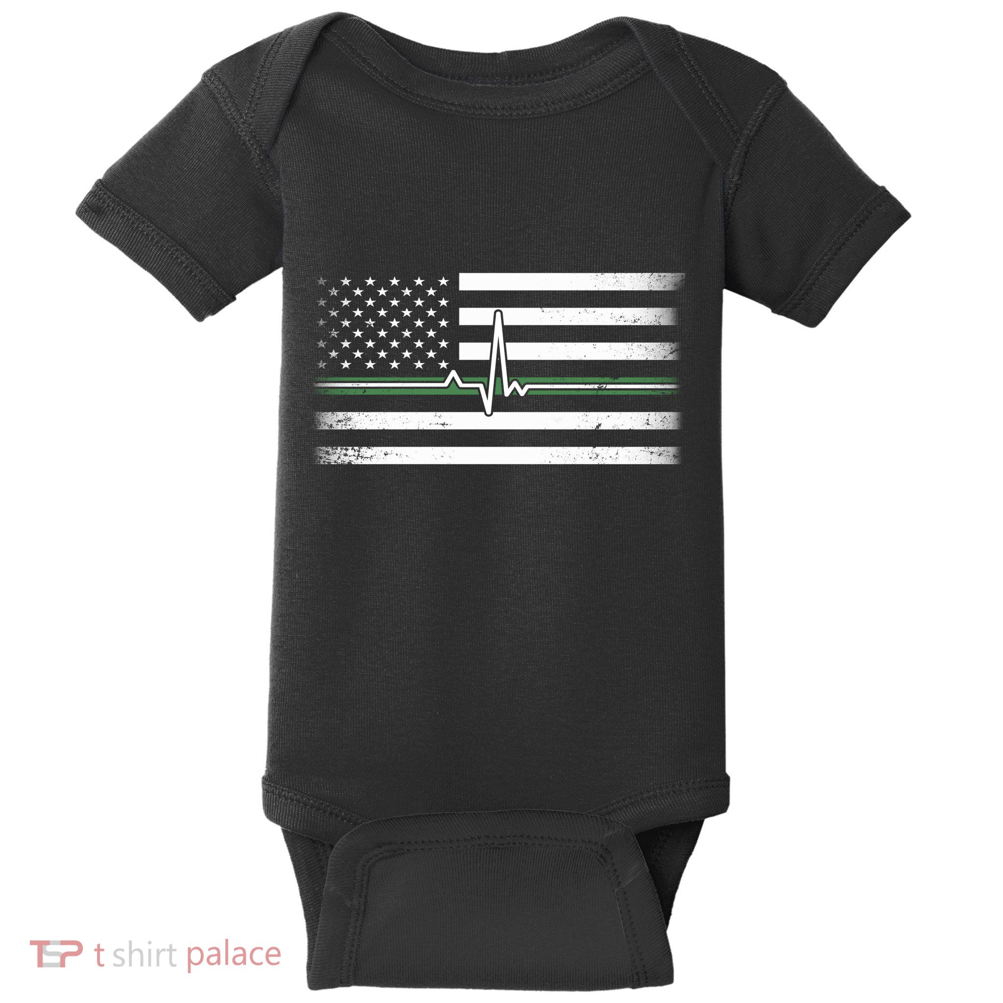 US Military Thin Line Flag Baby Bodysuit