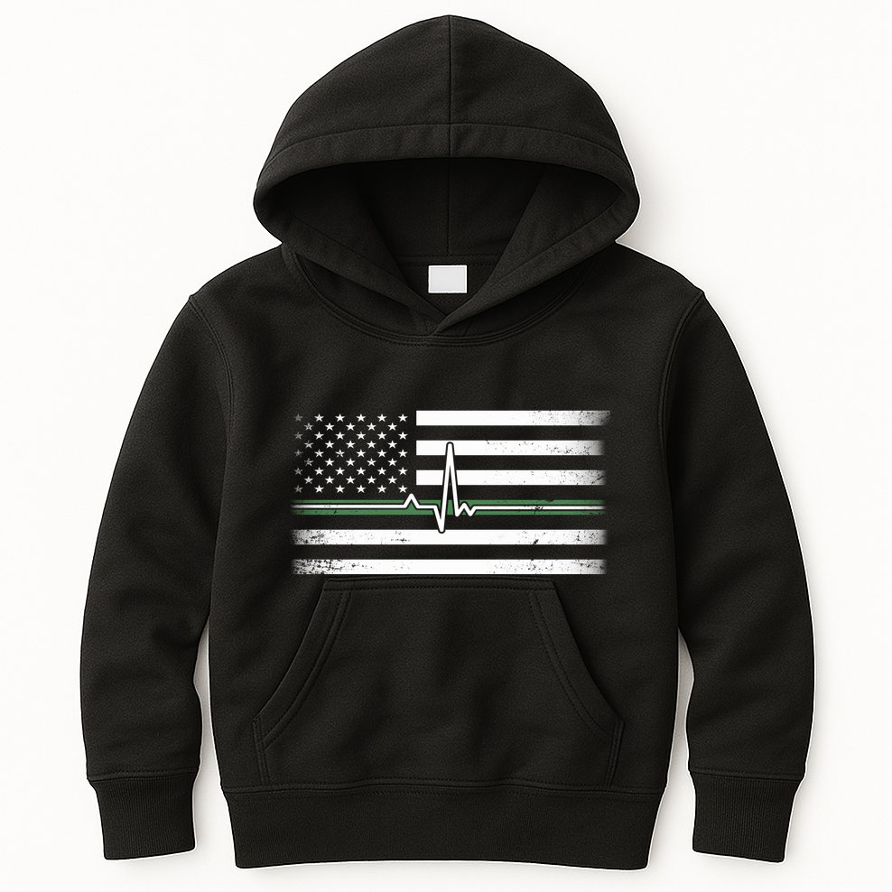 US Military Thin Line Flag Kids Hoodie