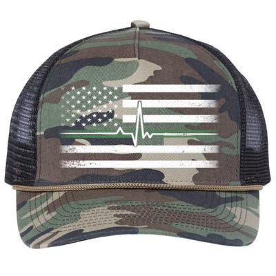 US Military Thin Line Flag Retro Rope Trucker Hat Cap