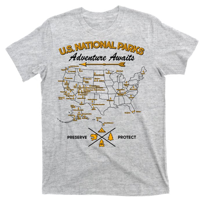 US National Parks Map Adventure Awaits T-Shirt