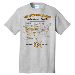 US National Parks Map Adventure Awaits Tall T-Shirt