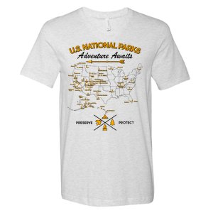 US National Parks Map Adventure Awaits V-Neck T-Shirt