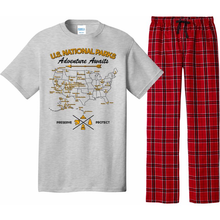 US National Parks Map Adventure Awaits Pajama Set