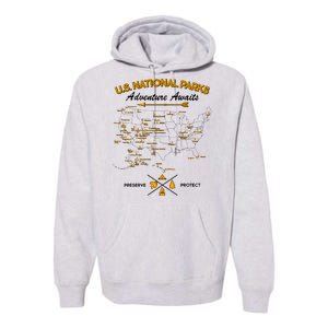 US National Parks Map Adventure Awaits Premium Hoodie